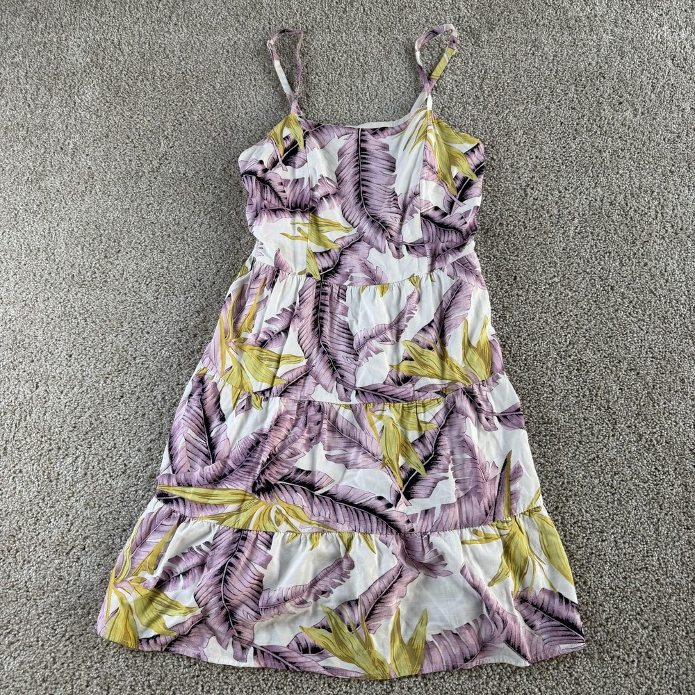 LOFT Dress Womens 6 Multicolor Tropical Sleeveless Scoop Neck Smocked Sundress